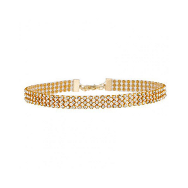 Gargantilla Dorada Con Brillantes Fashion
