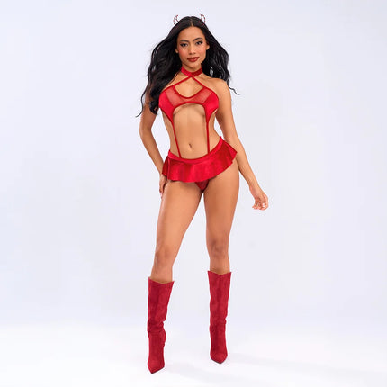 Disfraz Diabla Red Velvet Rojo para Mujer de 2 Piezas