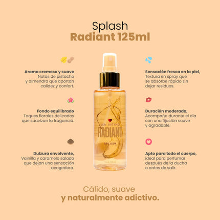 Splash Corporal Radiant 125 ml | Fragancia Dulce y Cremosa