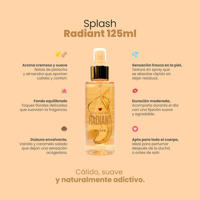 Splash Corporal Radiant 125 ml Aroma Dulce y Cremoso