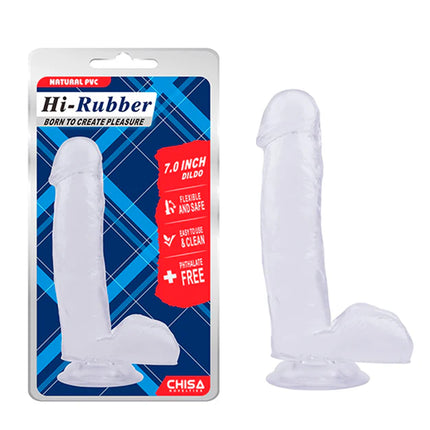 Dildo Inch Clear 7" Transparente con Ventosa y Diseño Anatómico GCJ2405
