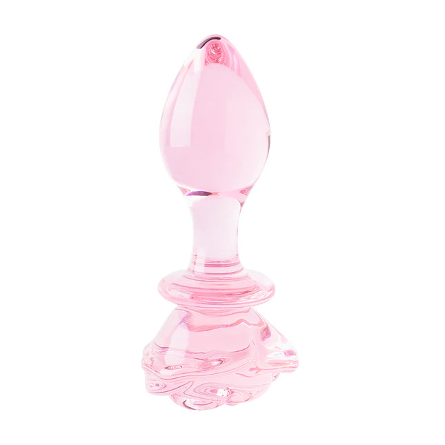 Plug de Vidrio Rosa Small Pink en Cristal con Diseño Floral gcj3626