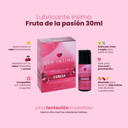Lubricante Íntimo Caliente Cereza 30 ml Sen Íntimo Base Agua