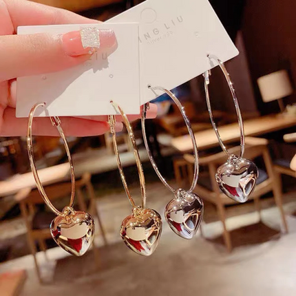 Aretes Lisos Con Corazón ED178-1