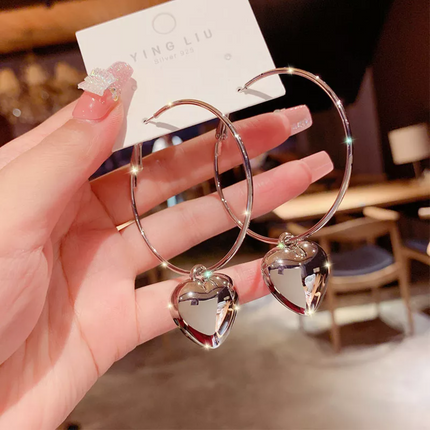 Aretes Lisos Con Corazón ED178-1