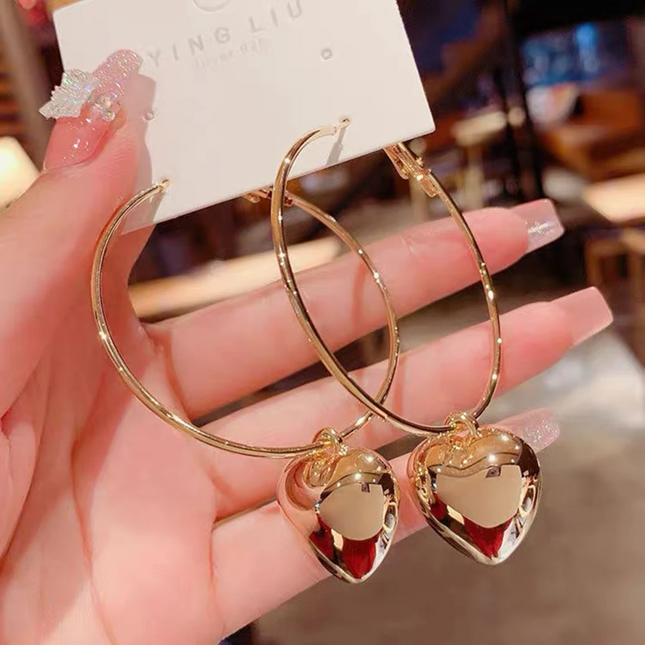 Aretes Lisos Con Corazón ED178-1