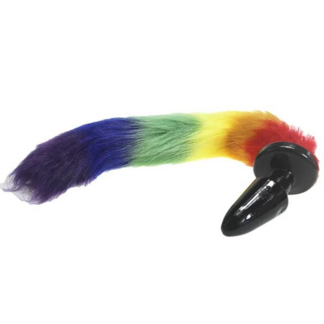 Plug Siliconado Anal Cola De Zorro Arcoiris