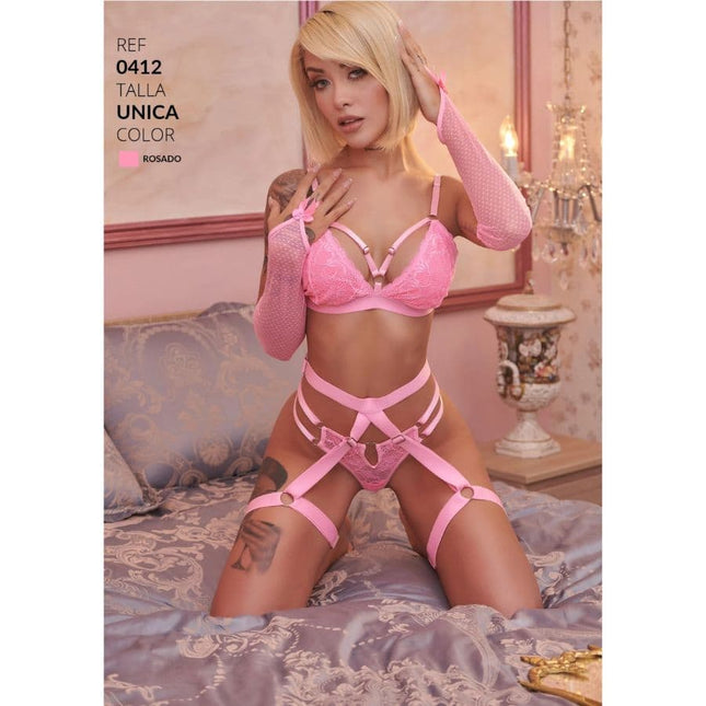Conjunto Rosa Con Guantes 0412