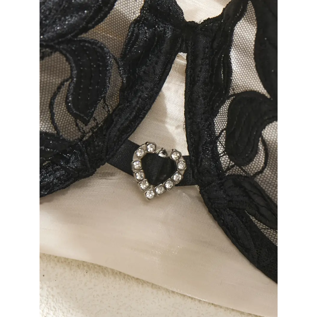 Conjunto Éxtasis Floral Negro 3628