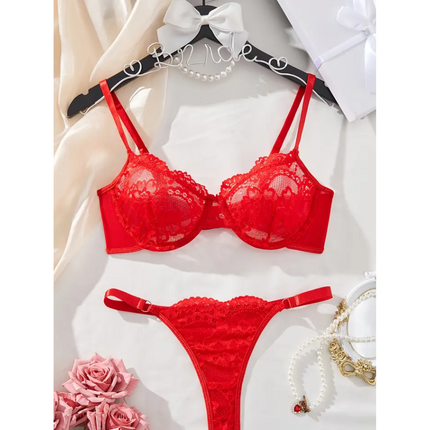 Conjunto Rojo De Encaje 3612