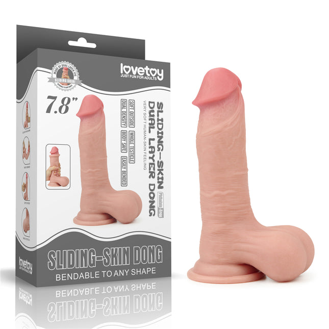Dildo Sliding Skin Dual Layer Dong 7.8''