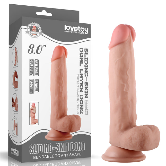Dildo Sliding Skin Dual Layer Dong 8''