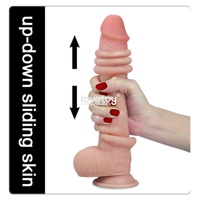Dildo Sliding Skin Dual Layer Dong 9''