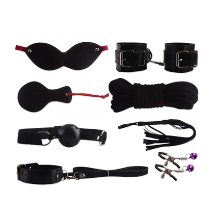 Kit Sado BDSM 8 Piezas Negro | Accesorios para Parejas