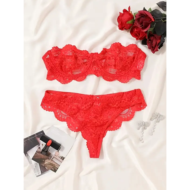 Conjunto Encaje Rojo Noir Passion 0661