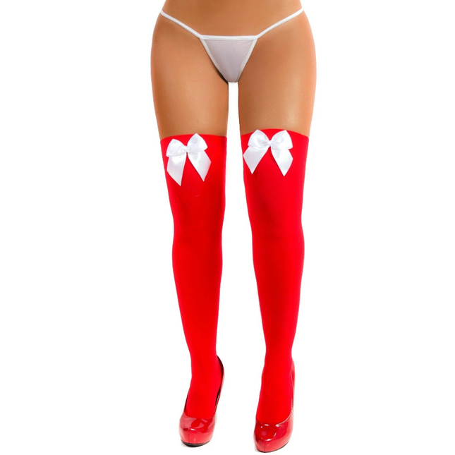 Media Liguero Clasicas Rojas Con Moño Blanco
