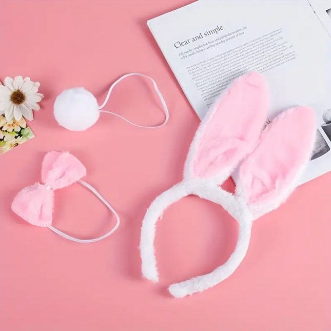 Set de Conejita Sexy – Diadema, Cola y Moño Rosa 1037