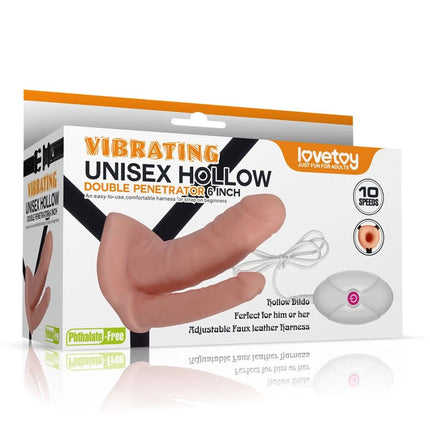 Arnés con Vibración Unisex Hollow Double Penetrator a Control Remoto 6 Inch