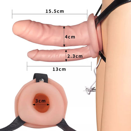 Arnés con Vibración Unisex Hollow Double Penetrator a Control Remoto 6 Inch