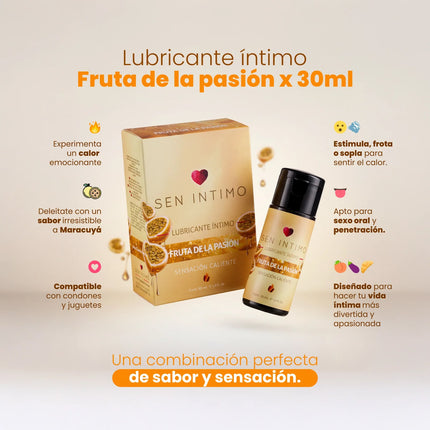 Lubricante Íntimo Caliente Maracuyá 30 ml Sen Íntimo Base Agua