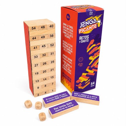 Jenga Picante 54 Retos y Dados para Reuniones de Adultos +18