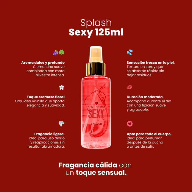 Splash Corporal Sexy 125 ml Aroma Dulce y Floral