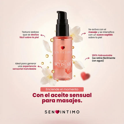Aceite Sensual para Masajes 45 ml Sen Íntimo Efecto Calor
