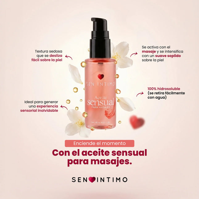 Aceite Sensual para Masajes 45 ml Sen Íntimo Efecto Calor
