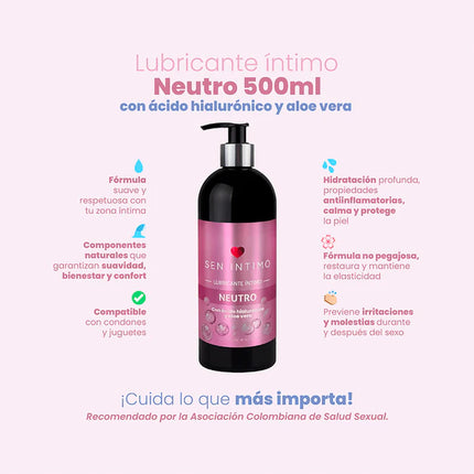 Lubricante Neutro con Ácido Hialurónico y Aloe 500 ml Sen Íntimo
