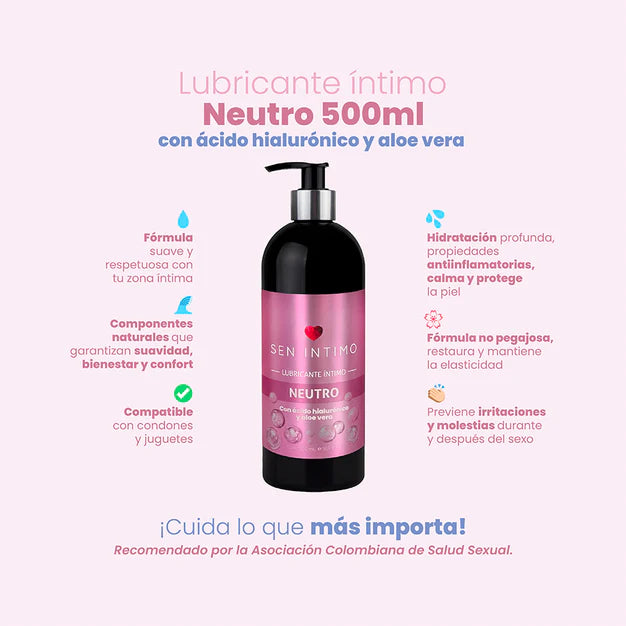 Lubricante Neutro con Ácido Hialurónico y Aloe 500 ml Sen Íntimo