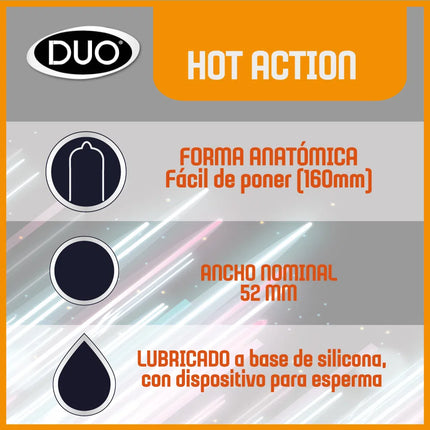 Condón Duo Hot Action x3 Und