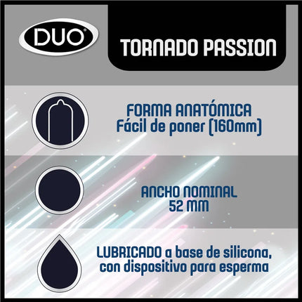 Condón Duo Tornado Passion x3 Und