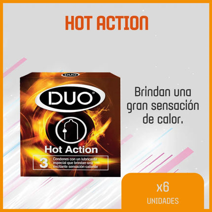 Condón Duo Hot Action x3 Und