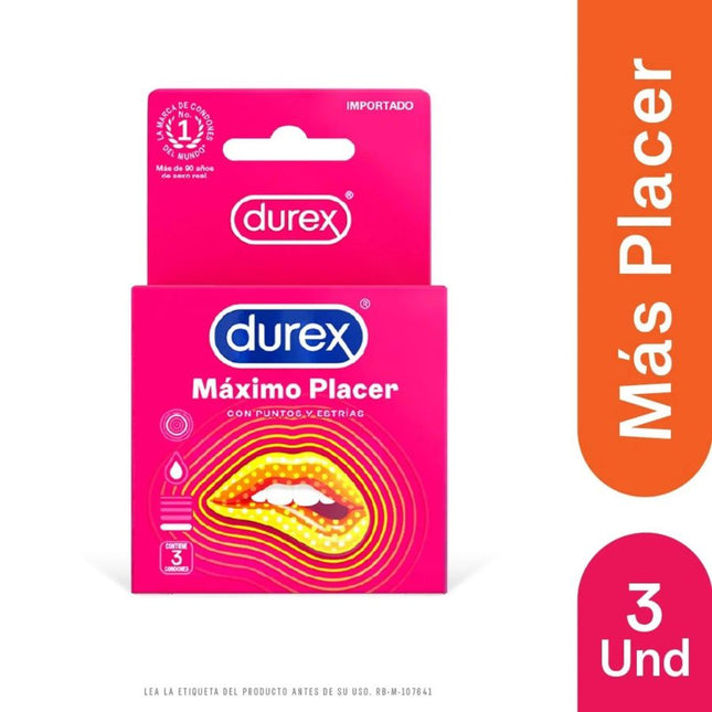 Condón  Durex Máximo Placer 3Und