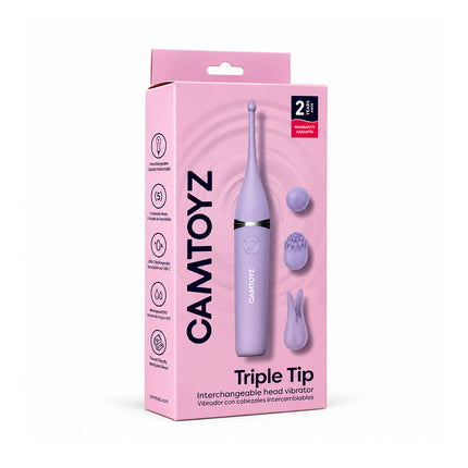 Triple Tip Vibrador con Cabezales Intercambiables y Recarga USB-C