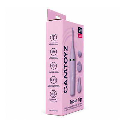 Triple Tip Vibrador con Cabezales Intercambiables y Recarga USB-C