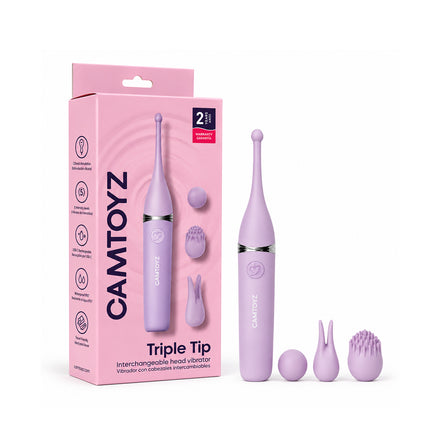 Triple Tip Vibrador con Cabezales Intercambiables y Recarga USB-C