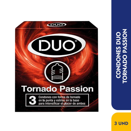 Condón Duo Tornado Passion x3 Und
