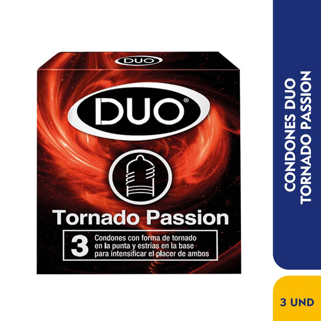 Condón Duo Tornado Passion x3 Und