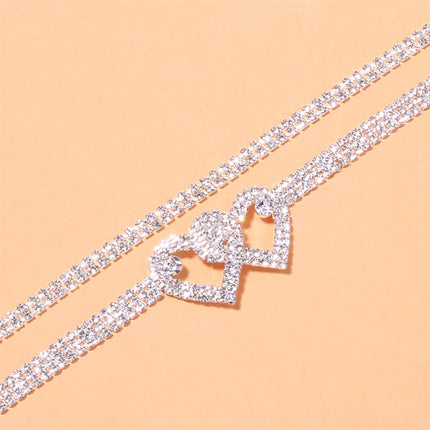 Tobillera Con Brillantes De Doble Corazón
