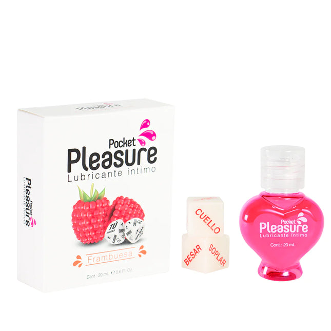 Lubricante Pleasure Pocket Frambuesa 20 mL + Dados